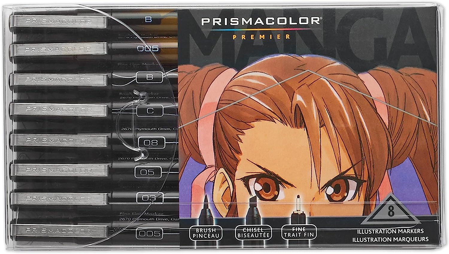 230816082440089_1 Prismacolor Premier Manga Illustration Markers, Assorted Tips, Black & Sepia, 8-Count - Image 1